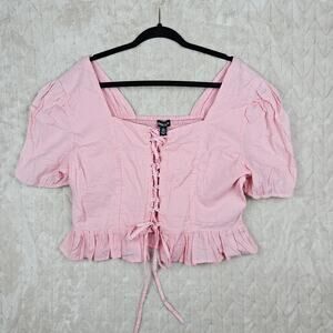 Audrey Lane Blouse XL Cottagecore Peasant Festival Smocked Coquette Preppy